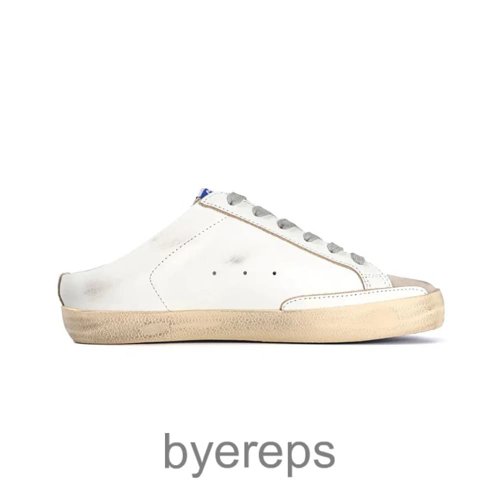 Ggdb Super-Star Sabot White Leather Glitter Star Slip-On