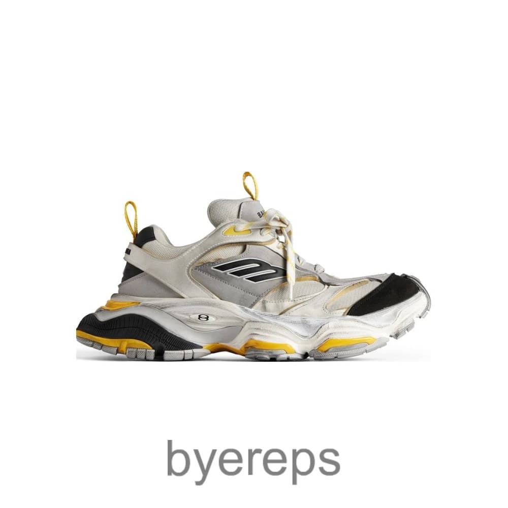Balen Mens Cargo Sneaker In Grey Black And Yellow