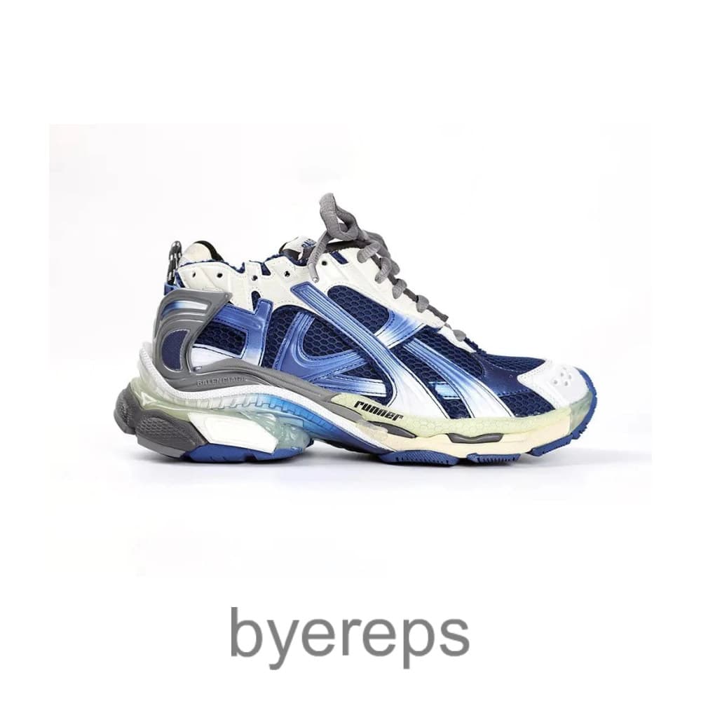 Balenciaga Men’S Runner Gradient Sneaker In Beige-Navy-Grey
